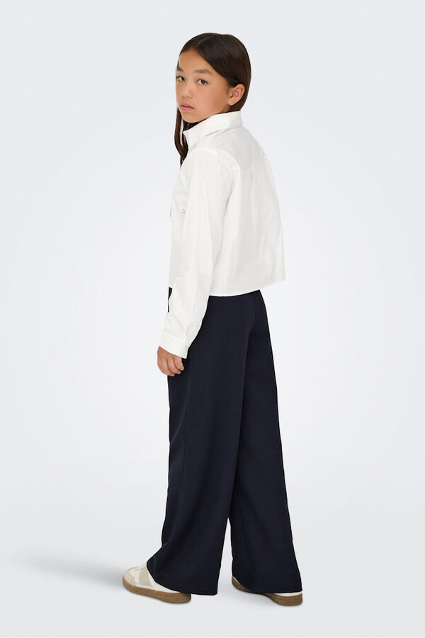 Only Girls Blusa curta de manga comprida com detalhe de brilho branco