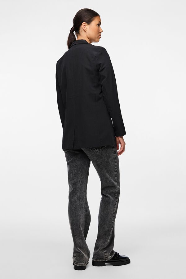 Pieces Blazer oversize sem bot&otilde;es preto