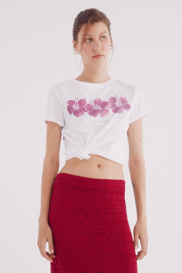 Springfield Camiseta com estampa de flores bege