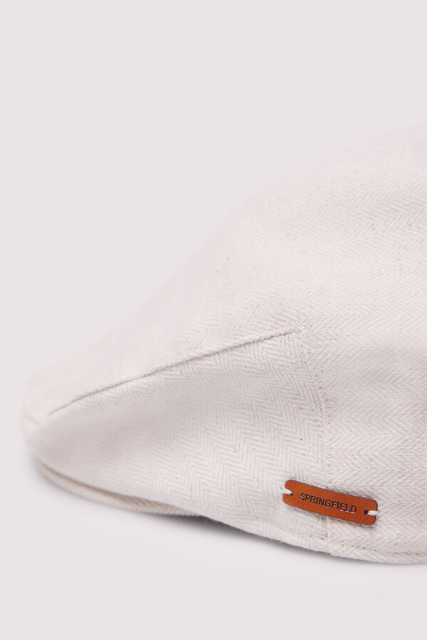 Springfield Gorra plana mezcla lino textura marfil