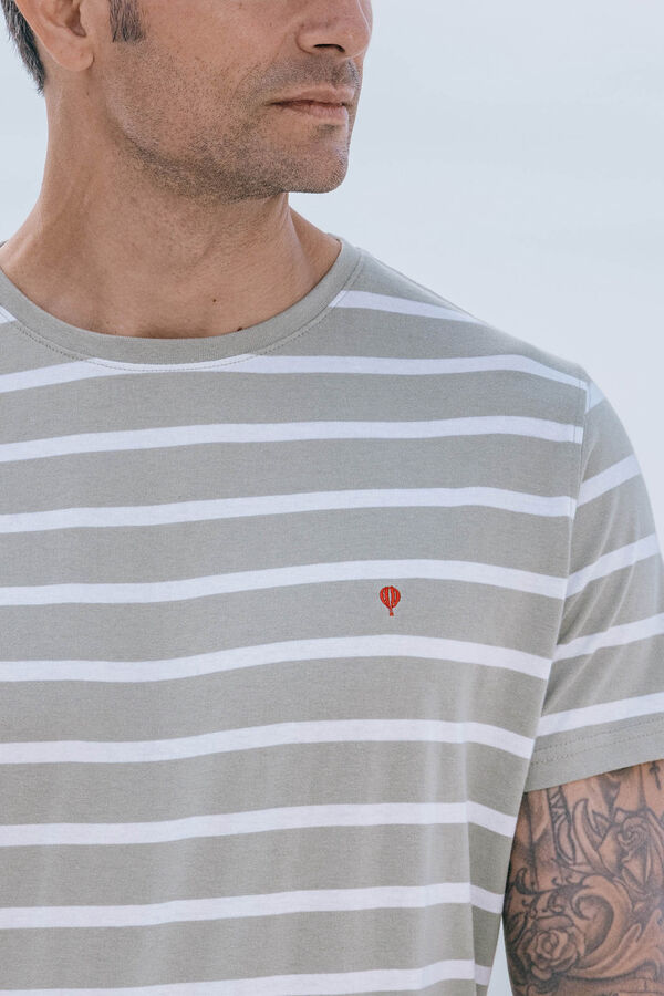 Celopman Camiseta listrada tecida verde