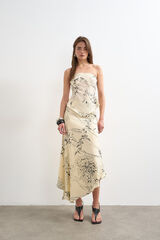 Topshop Falda estampada asim&eacute;trica blanco