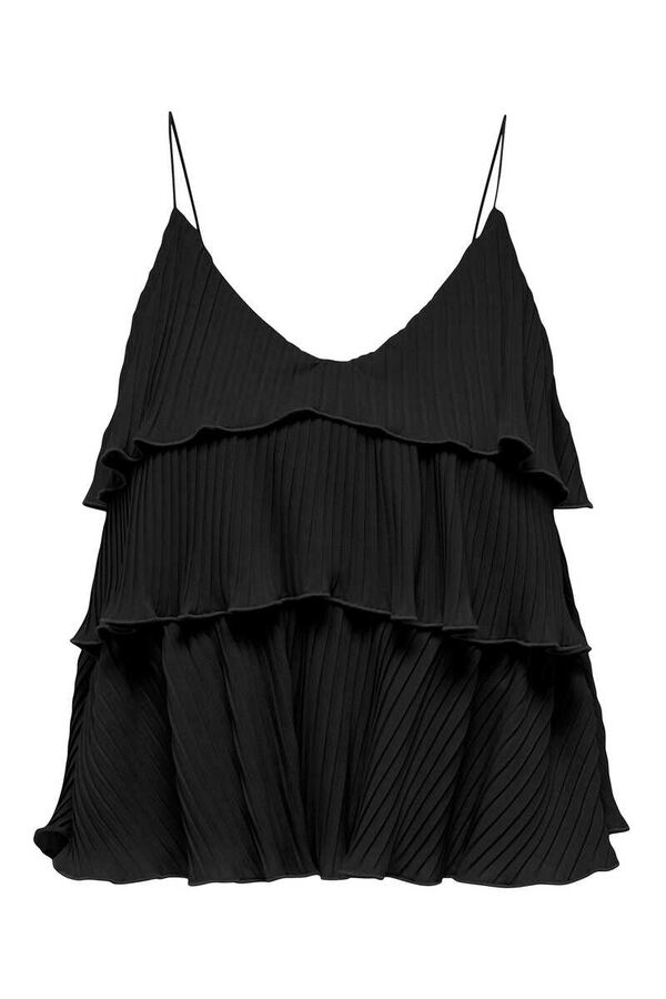 Only Top de tirantes con volantes negro