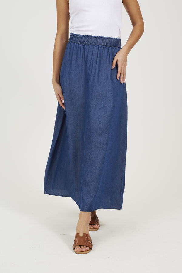 Brave Soul Falda midi con cintura el&aacute;stica azul