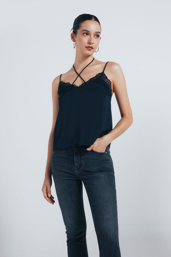 Springfield Cal&ccedil;a jeans slim cropped preto