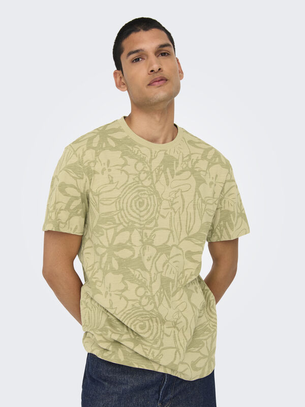 Only & Sons Camiseta manga corta estampada marr&oacute;n