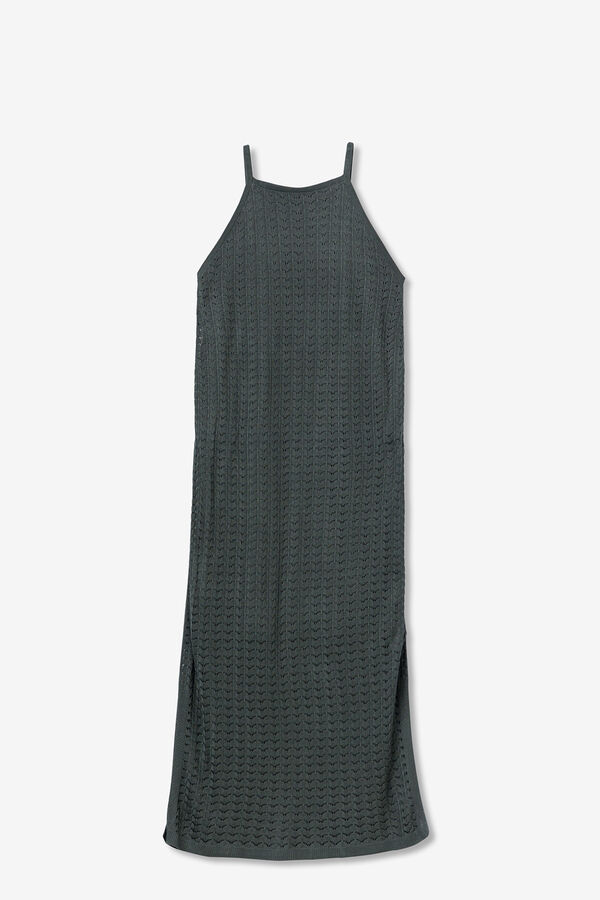 Tiffosi Vestido de punto perforado gris