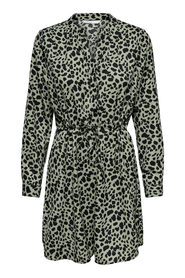 Only Vestido camisa curto estampado verde