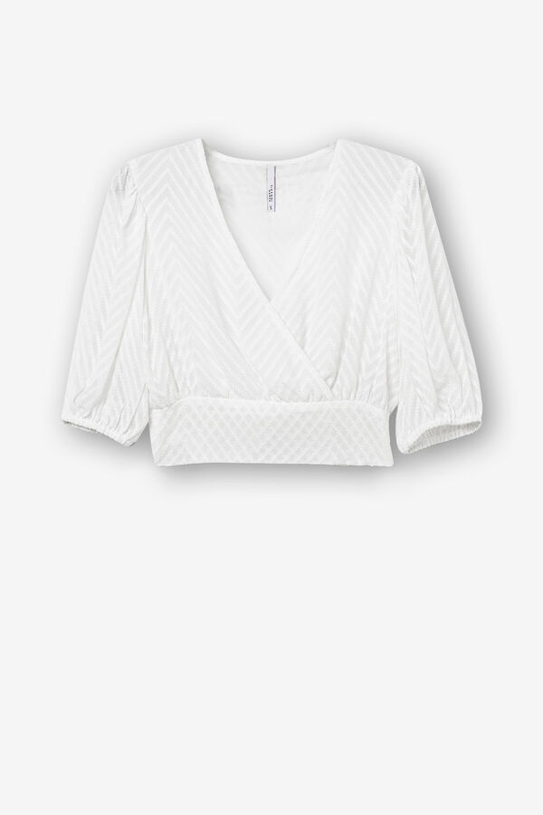 Tiffosi Blusa Cruzada Plumeti blanco