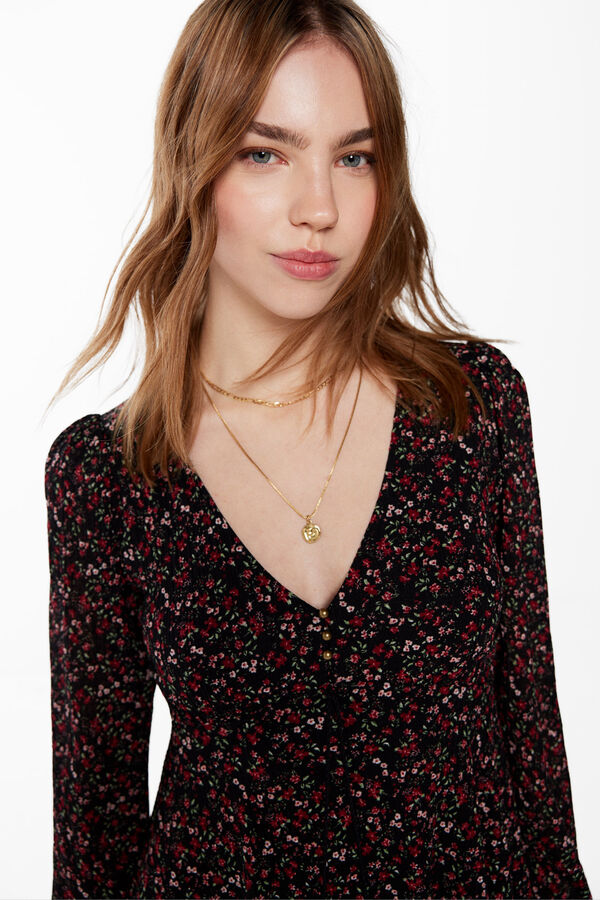 Springfield Vestido Corto Estampado Flores negro