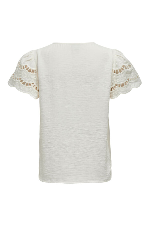 JDY Camiseta de renda renda manga curta branco