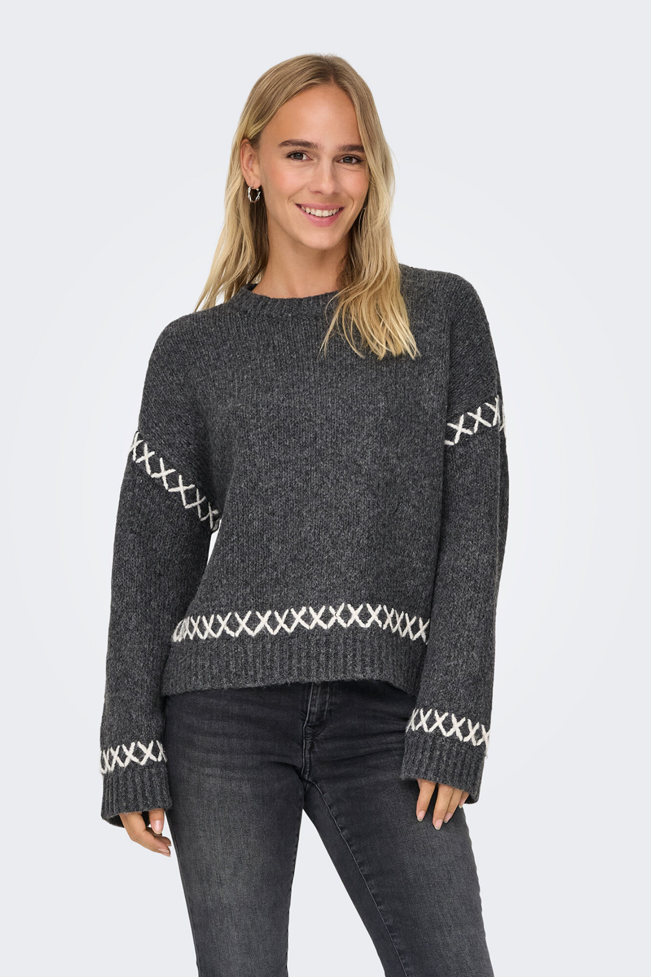 Only Costura contrastante em camisola