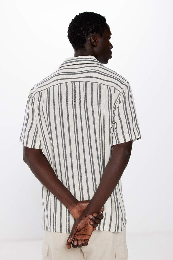 Springfield Camisa manga curta r&uacute;stica riscas azul