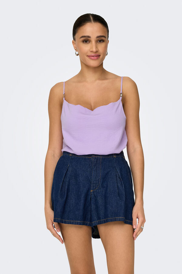 JDY Blusa de alças com decote drapeado rosa