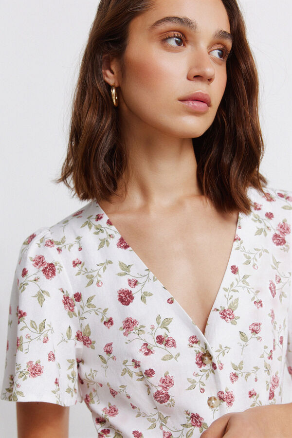 Springfield Vestido midi estampado floral blanco
