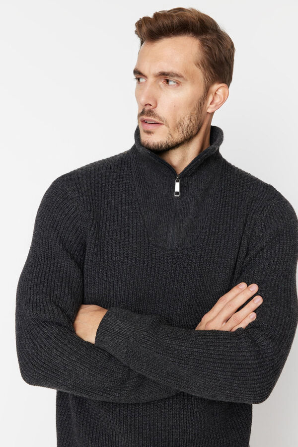 Trendyol Jersey estructura cuello camionero gris