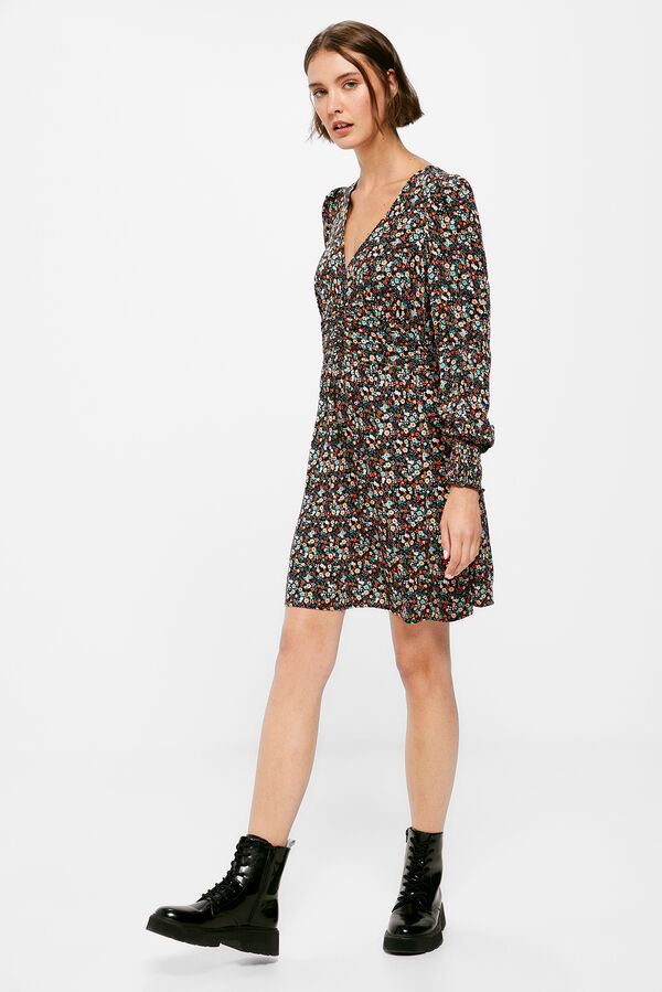 Springfield Vestido Corto Entallado Estampado azul
