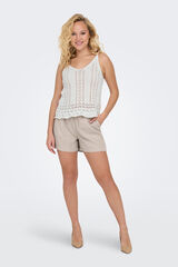 Only Camiseta tirantes de crochet blanco