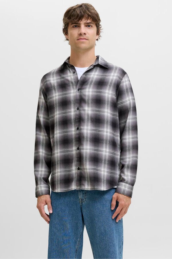 JJ REBEL Camisa xadrez regular fit cinzento
