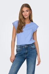 JDY Top manga corta crochet azul