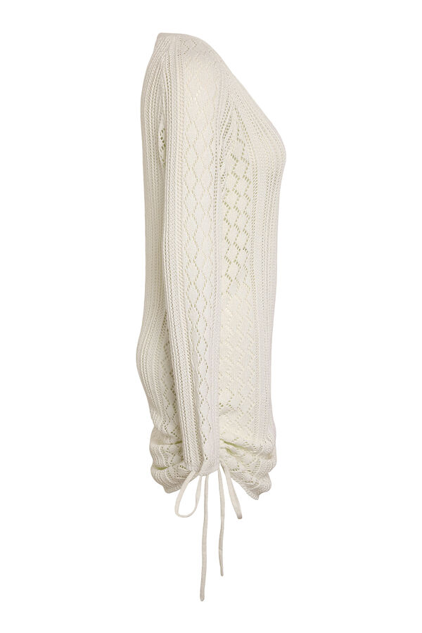 Noisy May Vestido vazado de manga comprida com gola em bico e la&ccedil;ada lateral. cinzento