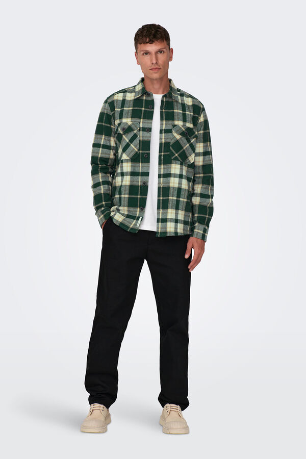 Only & Sons Camisa estampado cuadros bolsillos turquesa