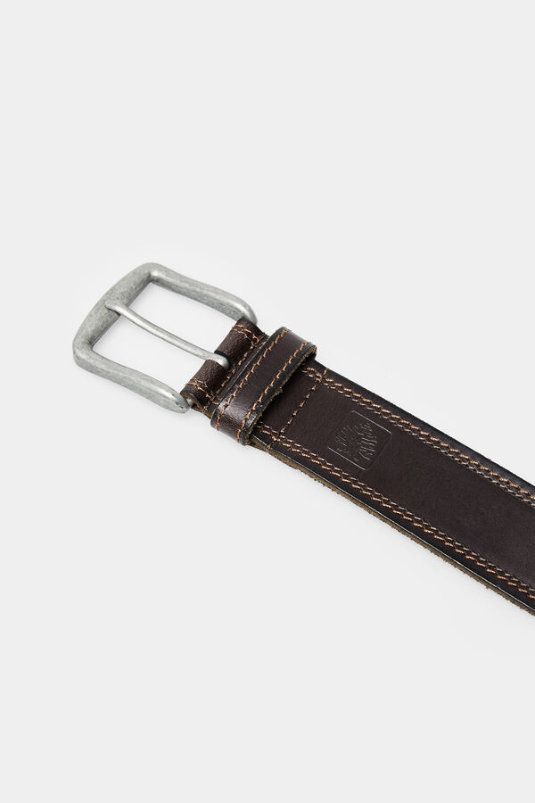 Springfield Cintur&oacute;n piel estilo tejanero marr&oacute;n