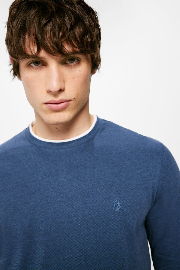 Springfield Camiseta de manga larga doble microraya azul