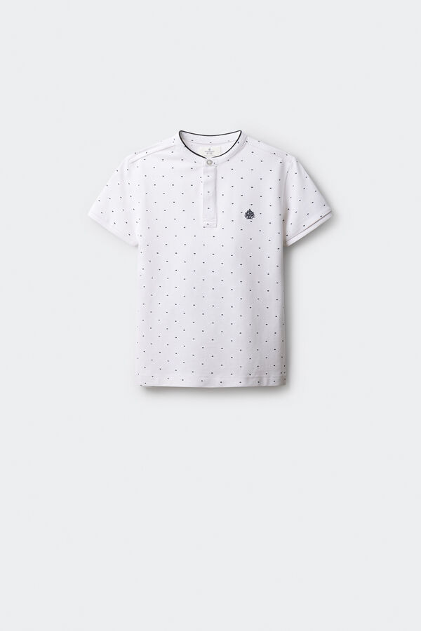 Springfield Kids Polo de menino com gola mao estampado branco