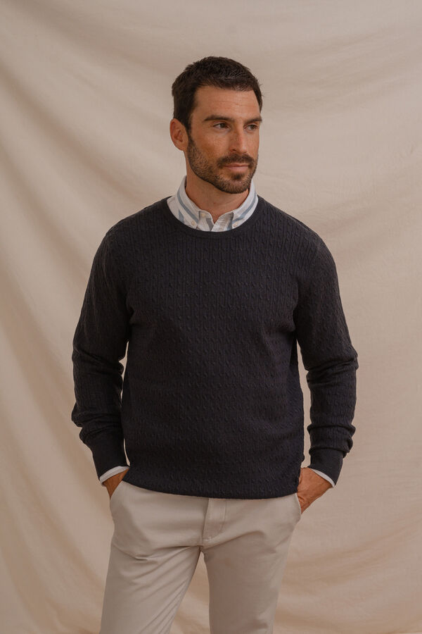 Celopman Jersey Nudos Cuello Caja azul