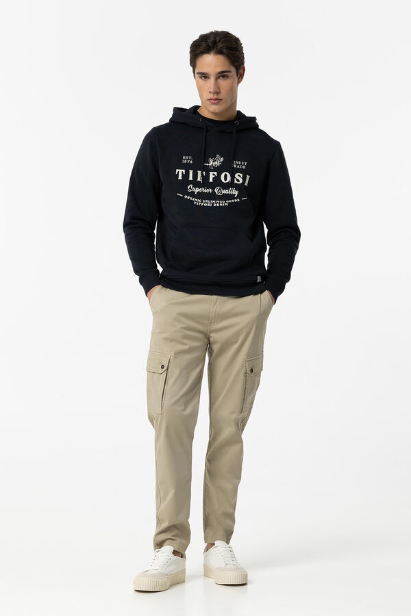 Tiffosi Sweatshirt Capuz Estampado e Bordado Frontal azul