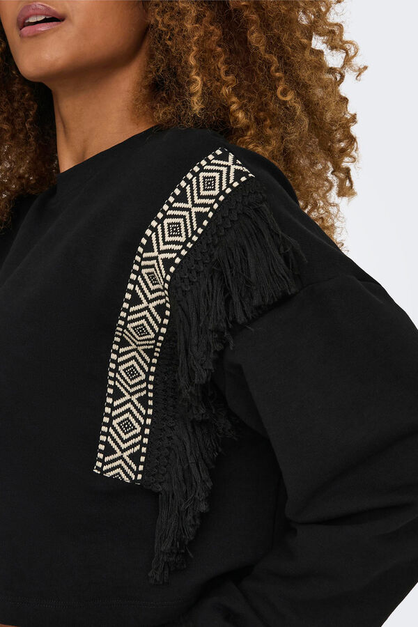 Only Sudadera con flecos negro
