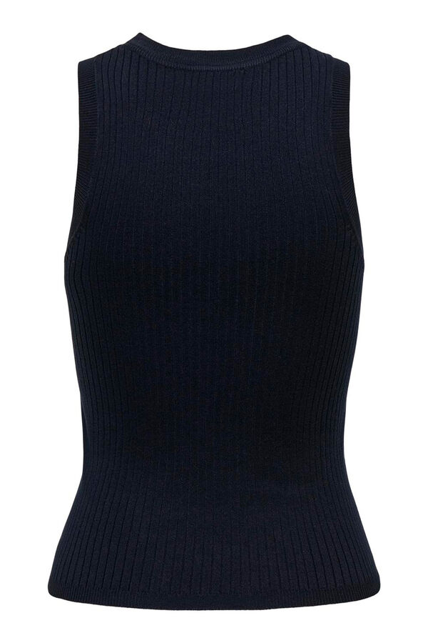 JDY Top de punto ajustado sin mangas azul