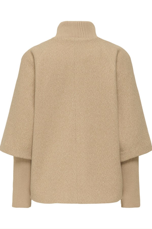 JDY Abrigo de pa&ntilde;o cremallera tostado