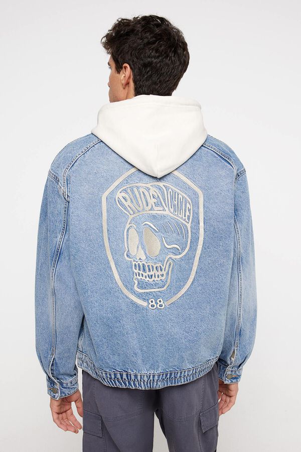 Springfield Blus&atilde;o de ganga com bordado nas costas azul