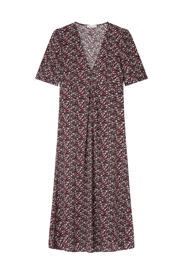 Springfield Vestido midi estampado frunce negro
