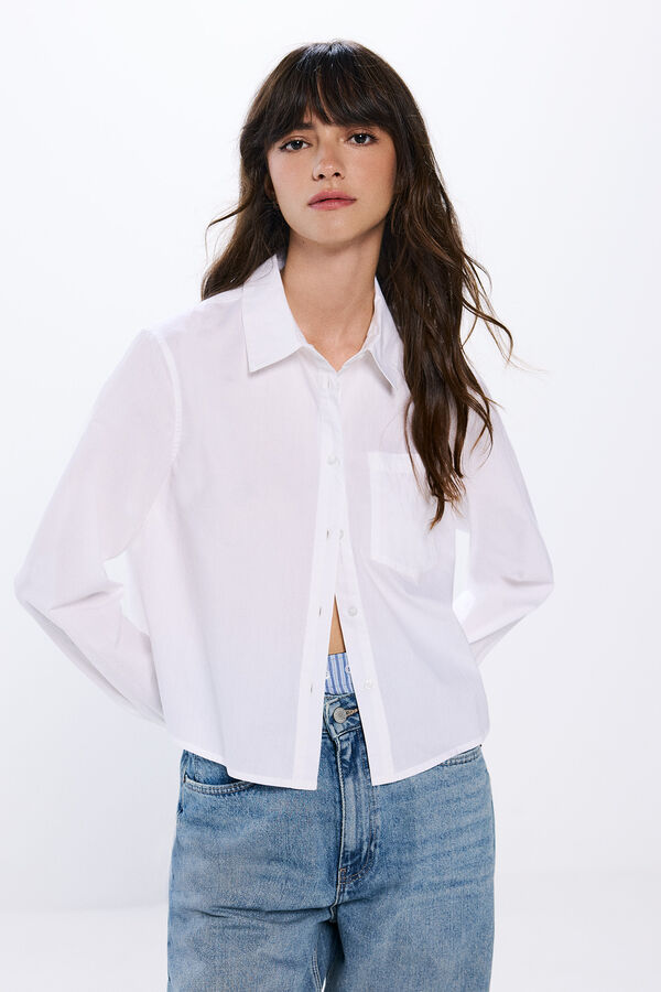 Springfield Camisa popel&iacute;n cropped blanco