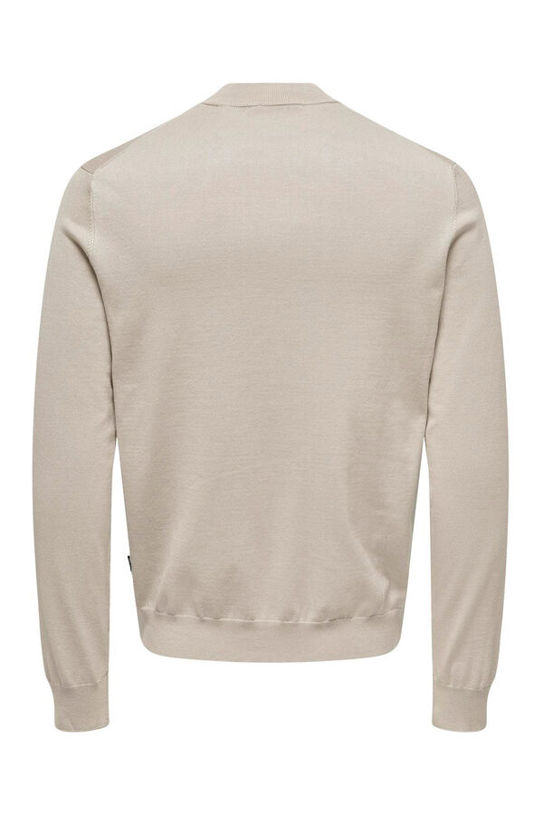 Only & Sons Jersey de hombre cuello mock. Regular fit. gris