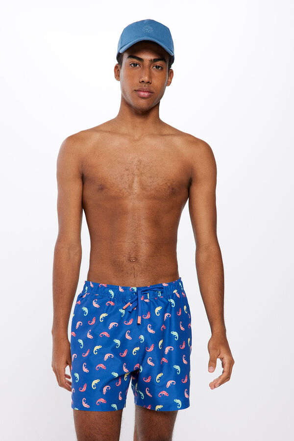 Springfield Ba&ntilde;ador estampado camaleones azul