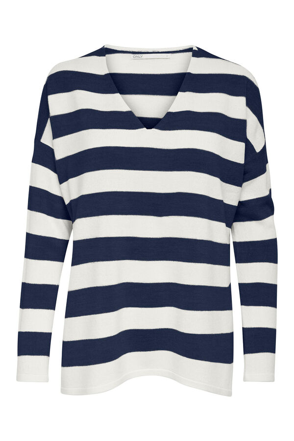 Only Jersey de manga larga y cuello pico gris