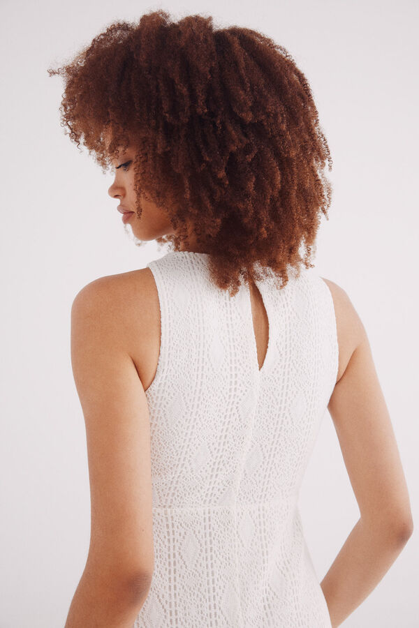Springfield Vestido midi crochet blanco blanco