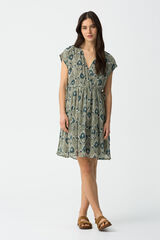 Tiffosi Vestido estampado com folhos verde