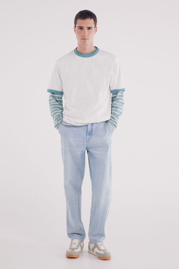 Springfield Camiseta Contraste bege