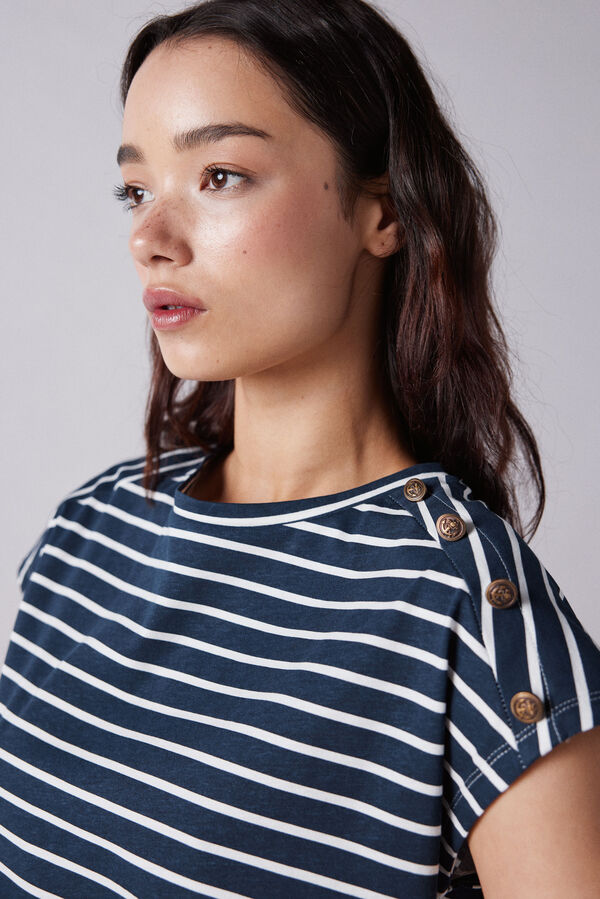 Springfield Camiseta hombro botones algod&oacute;n azul