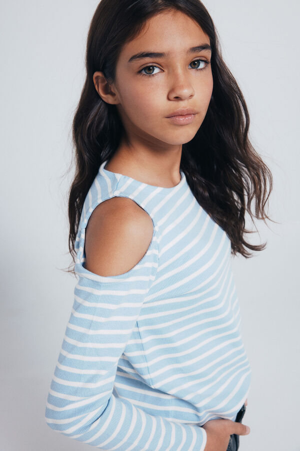 Springfield Kids Camiseta rib hombros descubiertos ni&ntilde;a azul