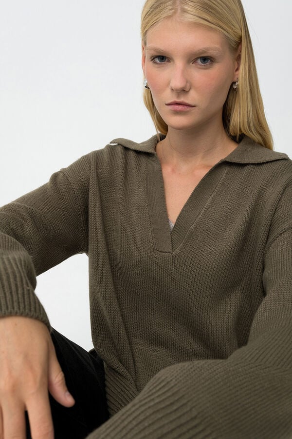 Tiffosi Jersey Relaxed con Cuello kaki