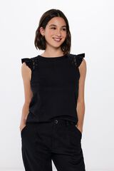 Springfield Camiseta Crochet Hombros negro