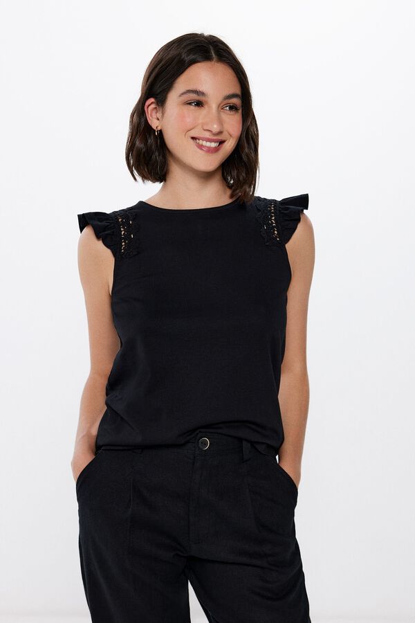 Springfield Camiseta Crochet Hombros negro