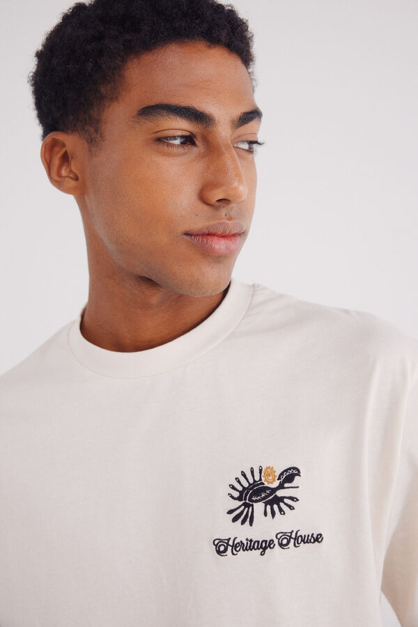 Springfield Camiseta bordado &eacute;tnica branco