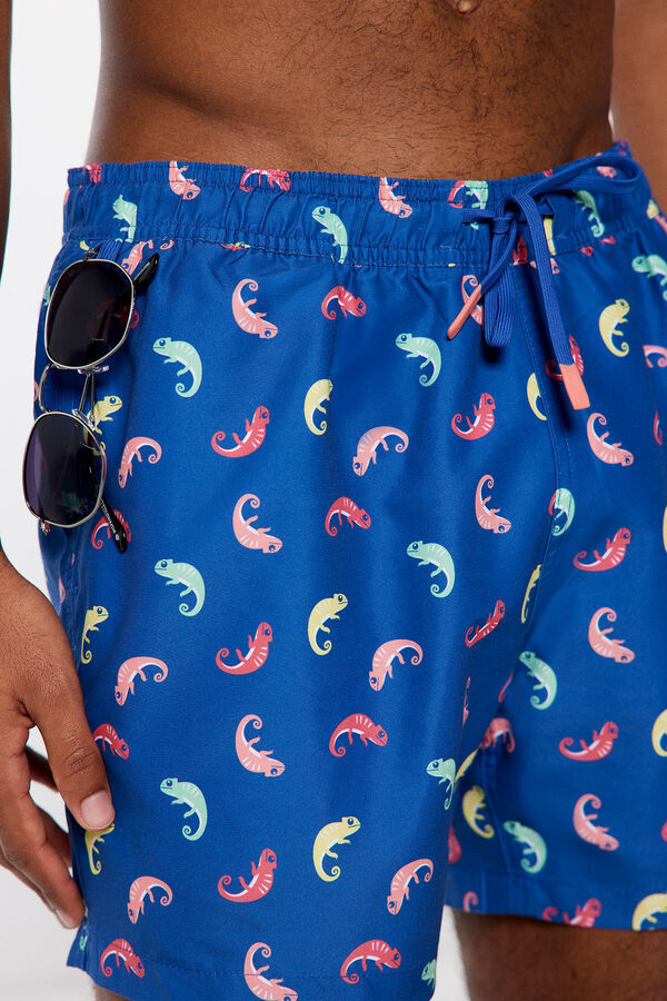 Springfield Ba&ntilde;ador estampado camaleones azul